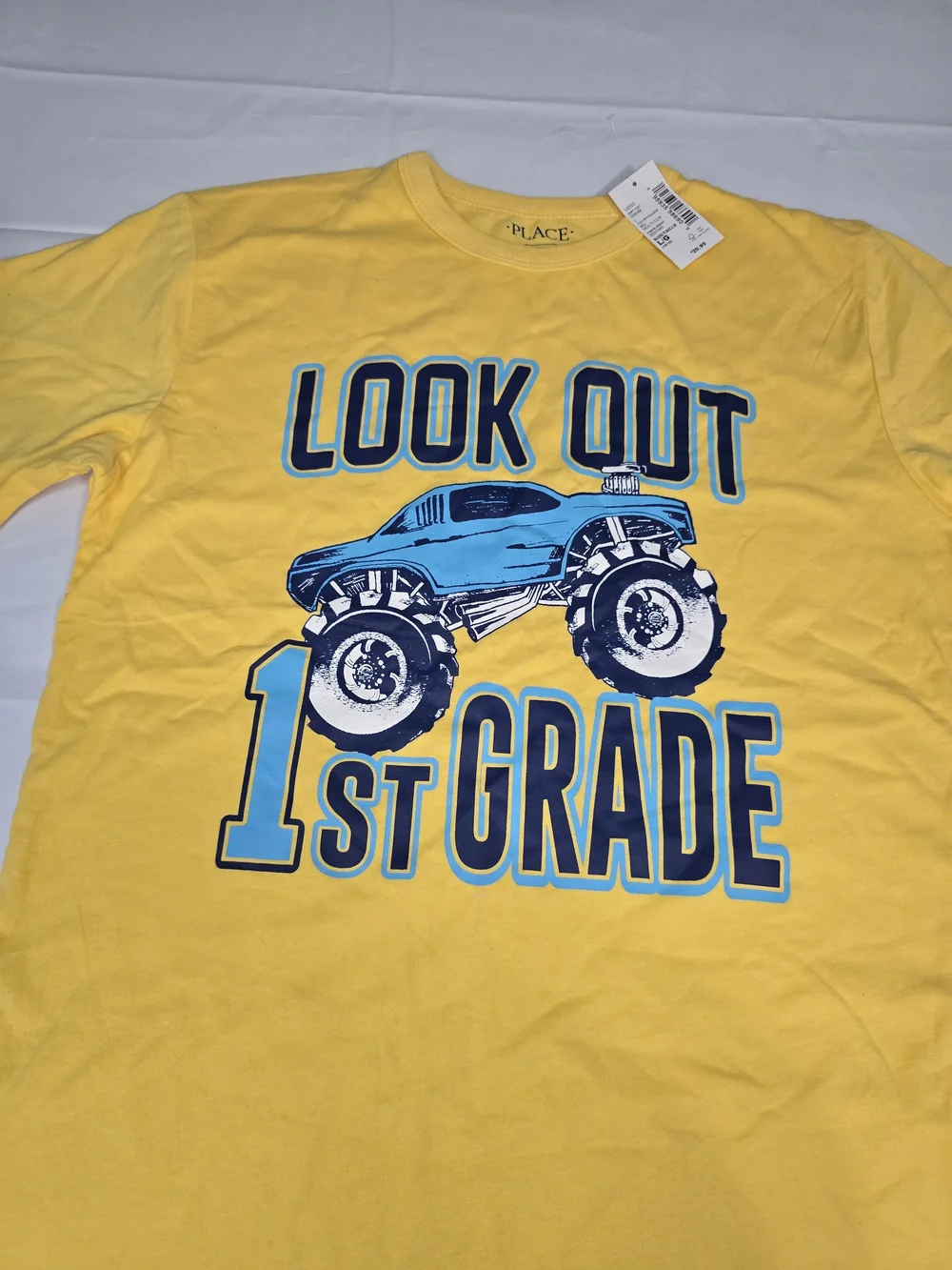 The Children's Place Boy's Yellow 'Look Out 1st Grade' Monster Truck Tee NWT